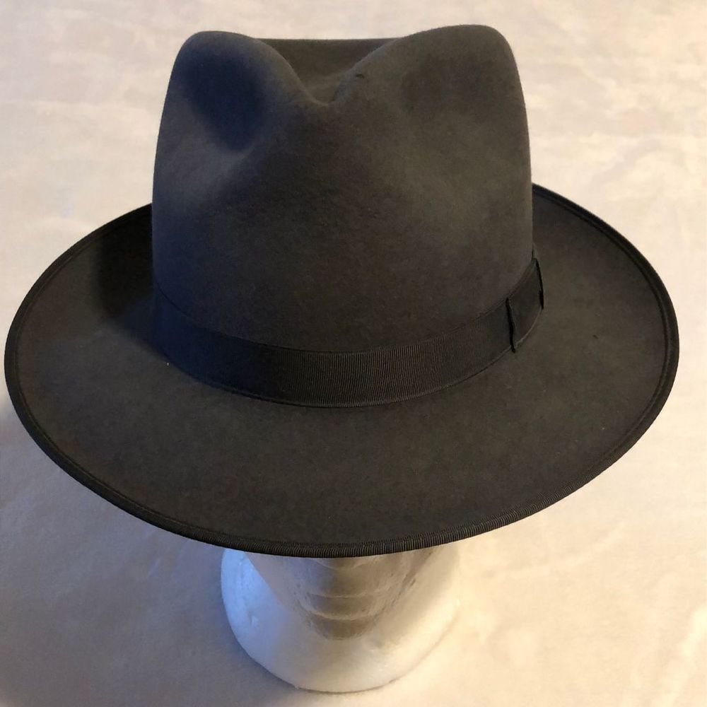 Vintage Dark Gray Fur Fedora • 6-3/4